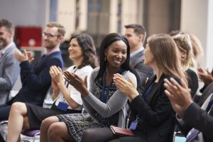 Audience,Applauding,Speaker,After,Conference,Presentation